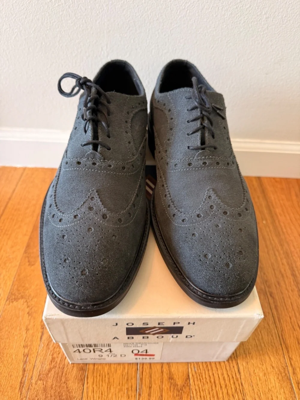 Joseph Abboud Men’s Black Suede Wingtip Brogue Shoes Size 9.5 D
